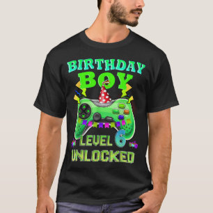 Camiseta Nível 6 Desbloqueado Video Game 6º Aniversário Gam