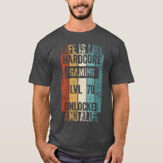 Camiseta Nível 70 A Vida é Como Jogo Hardcore Desbloqueado 