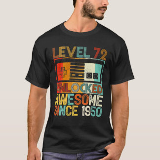 Camiseta Nível 72 Desbloqueado Incrível Desde 1950 72º Aniv