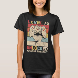 Camiseta Nível 76 Desbloqueado 76 Anos Homens Idosos Fora d