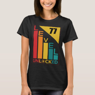 Camiseta Nível 77 - Retro 77.º Aniversário de games desbloq