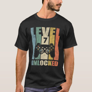 Camiseta Nível 7 7 de Jogo de Vídeo Desbloqueado Aniversári