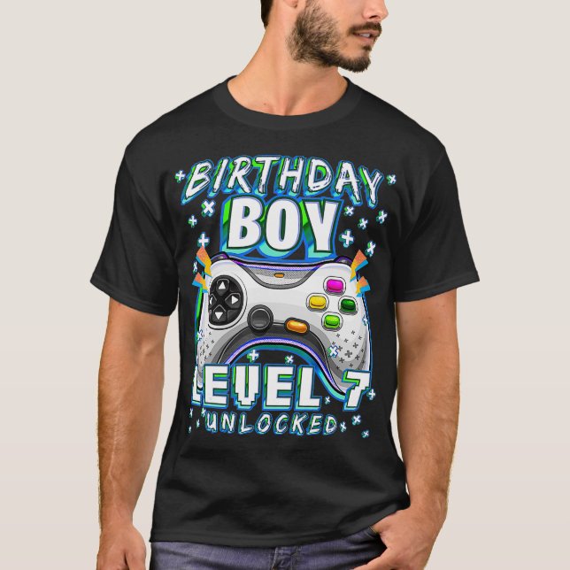 Camiseta Nível 7 7 do jogo de vídeo desbloqueado Birthday G (Frente)