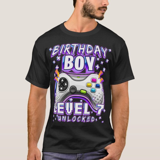 Camiseta Nível 7 7 do jogo de vídeo desbloqueado Birthday G (Frente)