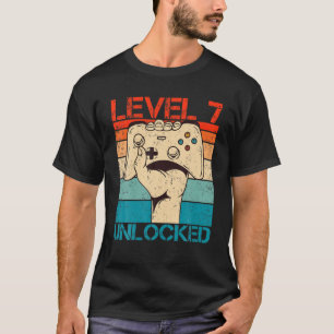 Camiseta Nível 7 - Contro de Jogos Engraçado de Aniversário