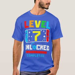 Camiseta Nível 7 Desbloqueado Concluído Jogo Feliz 7 Aniver