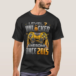 Camiseta Nível 7 Desbloqueado Incrível Desde 2015 7 Birthda