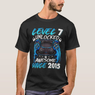 Camiseta Nível 7 Desbloqueado Incrível Desde 2015 7 Birthda