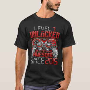 Camiseta Nível 7 Desbloqueado Incrível Desde 2015 7 Birthda