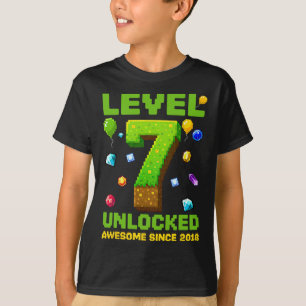 Camiseta Nível 7 Desbloqueado Incrível Desde 2018 Pixel Ani