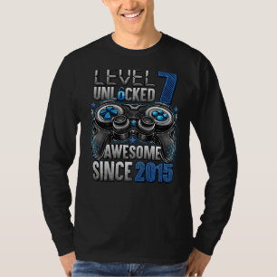 Camiseta Nível 7 Desbloqueado Incrível Desde o Aniversário