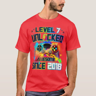 Camiseta Nível 7 Desbloqueado Jogador de Vídeo Game de 7 An