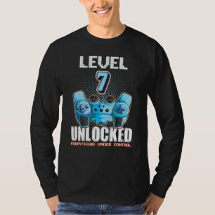 Camiseta Nível 7 Meninas Não Bloqueadas 7 Aniversário 7 Ano