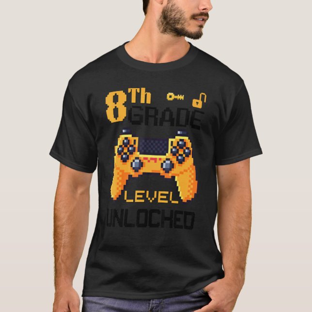 Camiseta Nível 8º Grau de Controle de Pixel de Jogo de Víde (Frente)