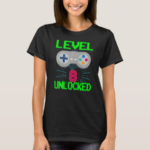 Camiseta Nível 8 Aniversário Garoto de 8 anos Videos games