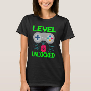 Camiseta Nível 8 Aniversário Garoto de 8 anos Videos games