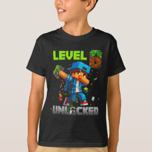 Camiseta Nível 8 Desbloqueado Divertido Menino Aniversário