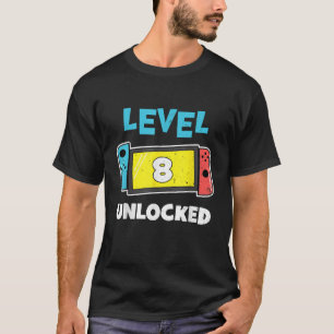 Camiseta Nível 8 desbloqueado Gamer 8th Birthday Video Game