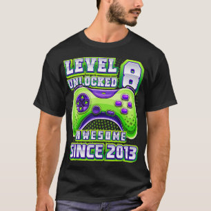Camiseta Nível 8 Desbloqueado Incrível 2013 Vídeo Jogo 8