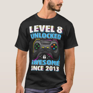 Camiseta Nível 8 Desbloqueado Incrível 2013 Vídeo Jogo 8