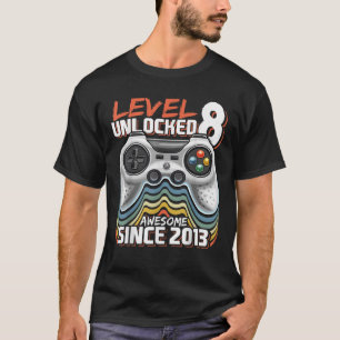 Camiseta Nível 8 Desbloqueado Incrível 2013 Vídeo Jogo 8. º