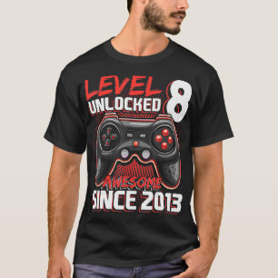 Camiseta Nível 8 Desbloqueado Incrível 2013 Vídeo Jogo 8. º