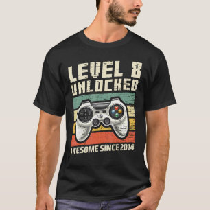 Camiseta Nível 8 Desbloqueado Incrível 2014 Vídeo Game 8.º