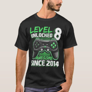 Camiseta Nível 8 Desbloqueado Incrível 2014 Vídeo Game 8.º 