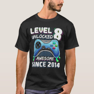 Camiseta Nível 8 Desbloqueado Incrível 2014 Vídeo Game 8.º 