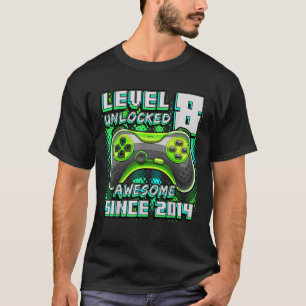 Camiseta Nível 8 Desbloqueado Incrível 2014 Vídeo Game 8.º 