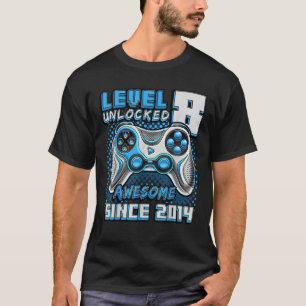 Camiseta Nível 8 Desbloqueado Incrível 2014 Vídeo Game 8.º 