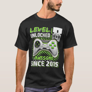 Camiseta Nível 8 Desbloqueado Incrível 2015 Vídeo Game 8.º 