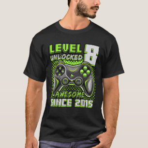 Camiseta Nível 8 Desbloqueado Incrível 2015 Vídeo Game 8.º 
