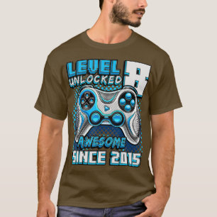 Camiseta Nível 8 Desbloqueado Incrível 2015 Vídeo Game 8.º