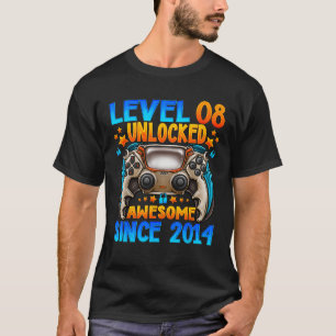 Camiseta Nível 8 Desbloqueado Incrível Desde 2014 8.º Anive