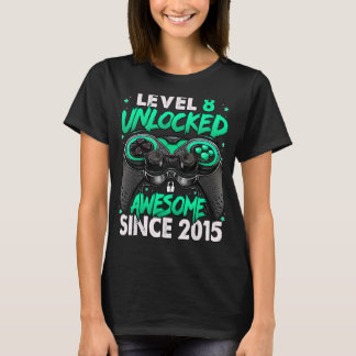 Camiseta Nível 8 Desbloqueado Incrível Desde 2015 8.º Anive