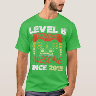 Camiseta Nível 8 Desbloqueado Incrível Desde 2015 8.º Anive