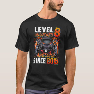Camiseta Nível 8 Desbloqueado Incrível Desde 2015 8.º Anive