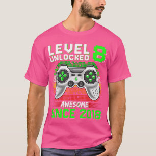 Camiseta Nível 8 Desbloqueado Incrível Desde 2018 Video Gam
