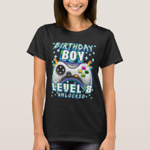 Camiseta Nível 8 Desbloqueado Jogo de Vídeo Aniversário de