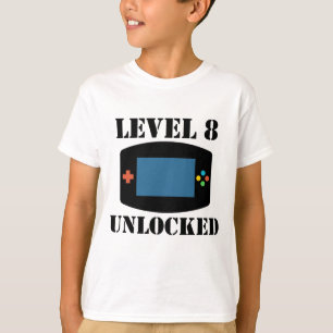 Camiseta Nível 8 destravado aniversário do video games 8o