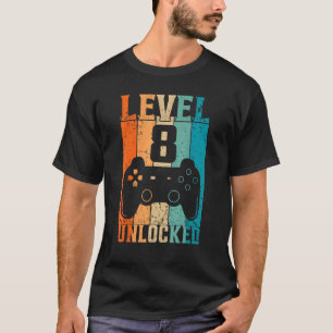 Camiseta Nível 8 Jogador de vídeo desbloqueado 8º aniversár