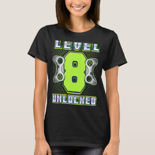 Camiseta Nível 8 Jogo de Vídeo Desbloqueado 8º Aniversário