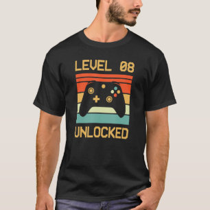 Camiseta Nível 8 Vídeo Gamer 8º Aniversário Vintage