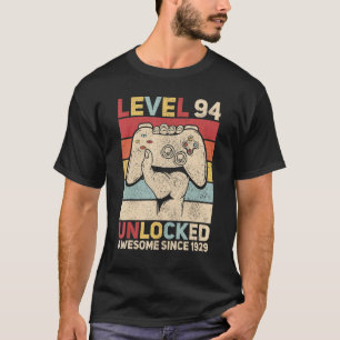 Camiseta Nível 94 Desbloqueado 94 Anos Homens Idosos 94º