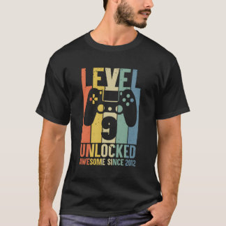 Camiseta Nível 9 Aniversário Desbloqueado 9 Anos Espetacula