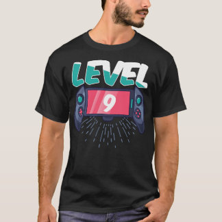 Camiseta Nível 9 Desbloqueado 9º Aniversário Gamer