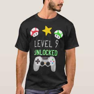 Camiseta Nível 9 Desbloqueado Gamer de Nove Anos