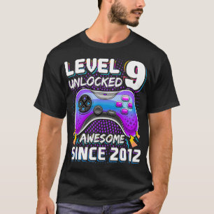 Camiseta Nível 9 Desbloqueado Incrível 2012 Vídeo Game 9