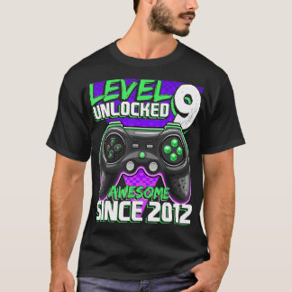 Camiseta Nível 9 Desbloqueado Incrível 2012 Vídeo Game 9.º